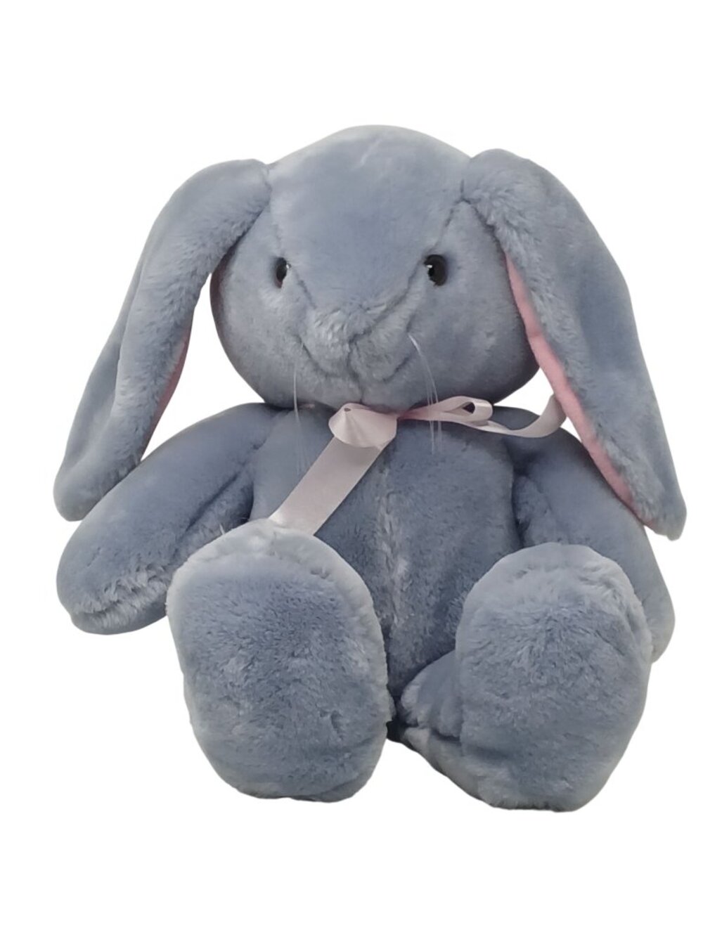 VTG 1990 Dakin Blue Plush Bunny Rabbit Stuffed Animal Pink Ears Bow 18” #S1-C